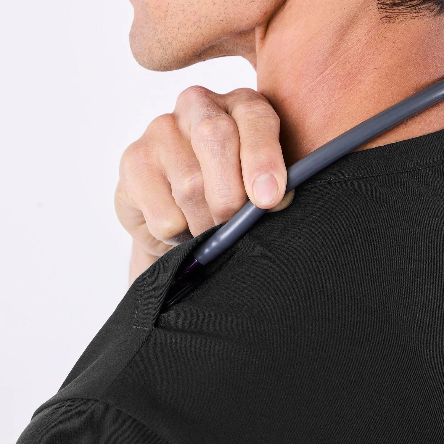 LumiScrubs Men's Front Desk Collar Top detail 2