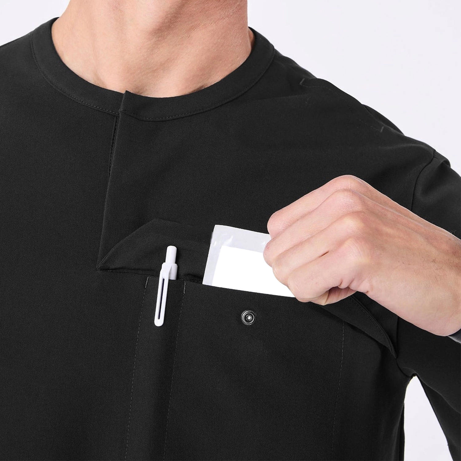 LumiScrubs Men's Front Desk Collar Top detail 4