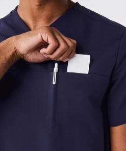 LumiScrubs Men's Essential V Top - Slim detail 3