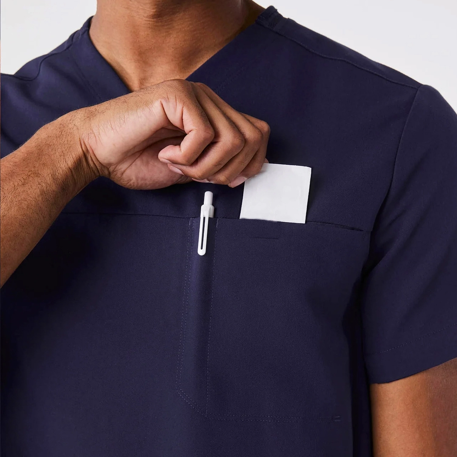 LumiScrubs Men's Essential V Top - Slim detail 3